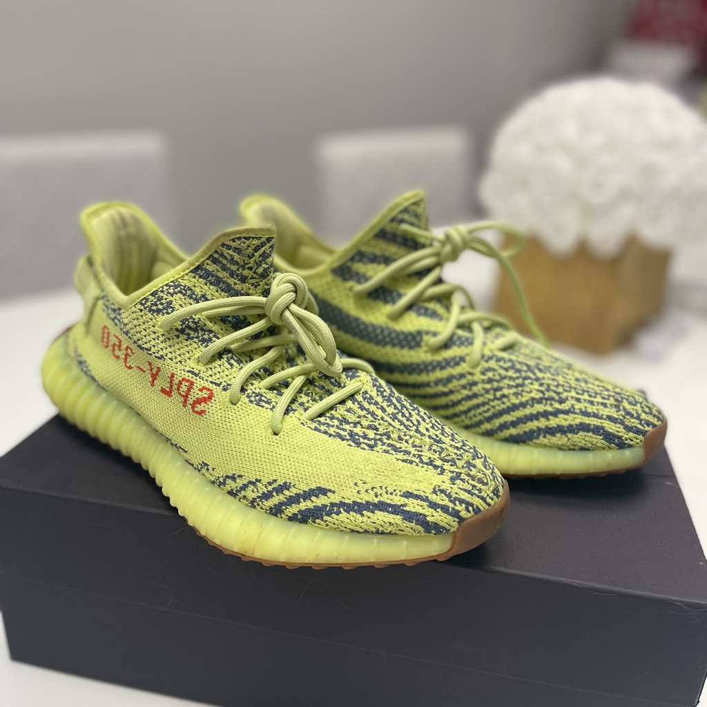 Adidas Yeezy Boost 350 V2 Semi Frozen Yellow Green Zebra Size Us 8.5